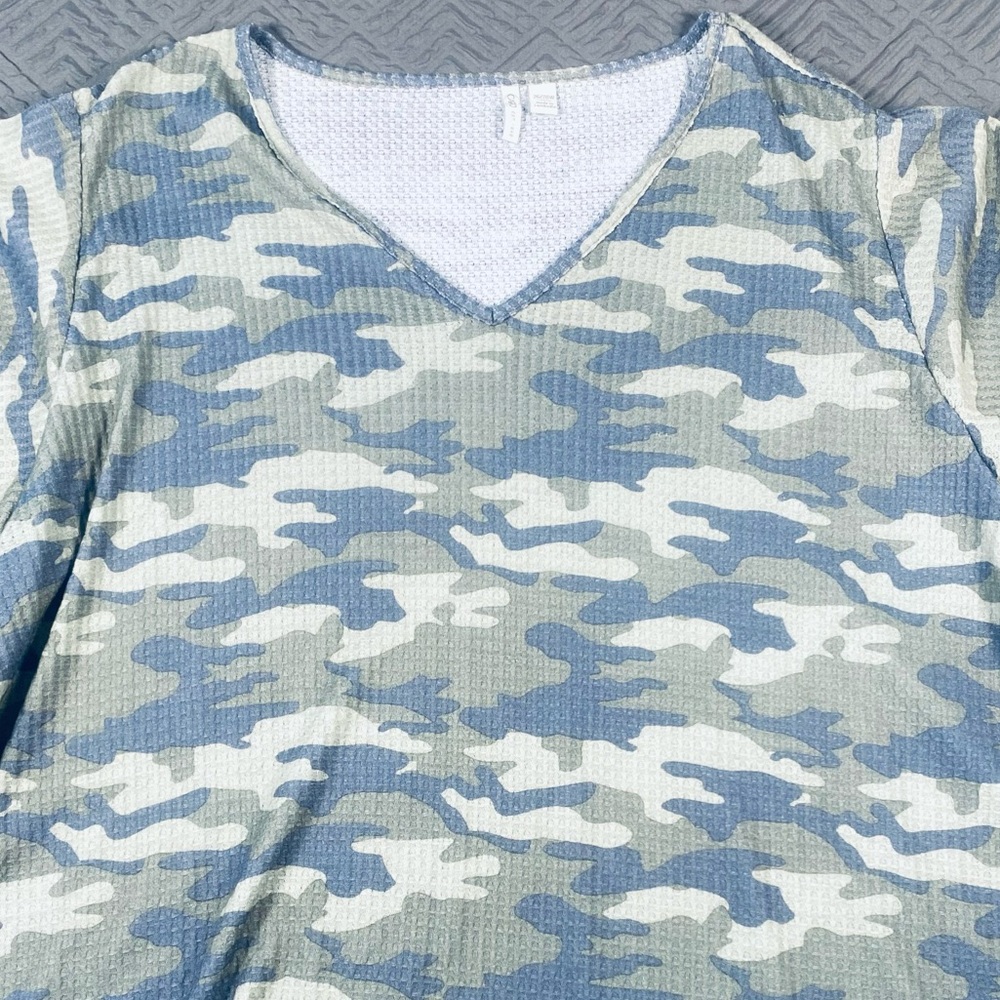 Cato Waffle Knit Camo Top Plus Size 26/28